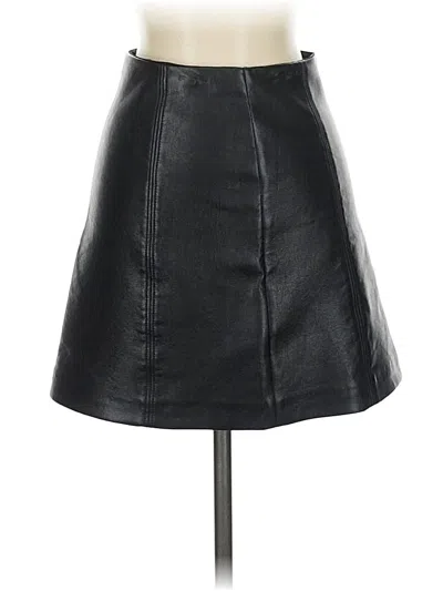 Pre-owned Babaton Faux Leather Skirt In Black