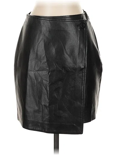 Pre-owned Babaton Faux Leather Skirt In Black