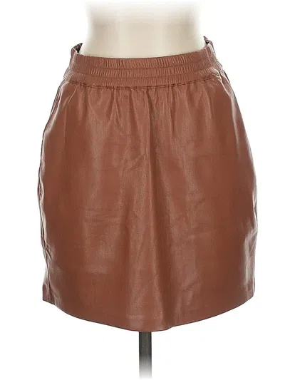 Pre-owned Babaton Faux Leather Skirt In Brown