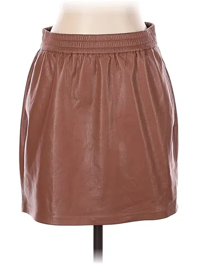 Pre-owned Babaton Faux Leather Skirt In Brown