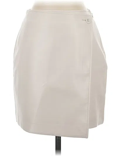 Pre-owned Babaton Faux Leather Skirt In Ivory