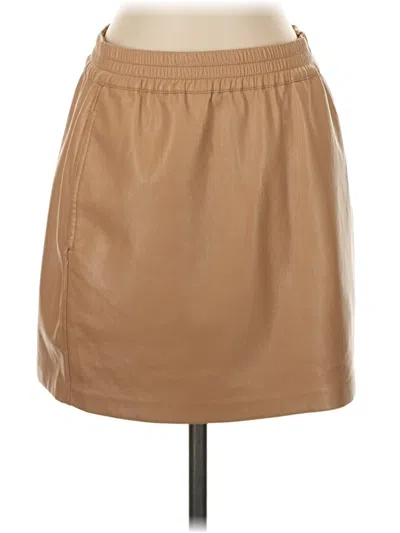 Pre-owned Babaton Faux Leather Skirt In Tan