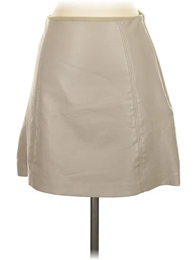 Pre-owned Babaton Faux Leather Skirt In Tan
