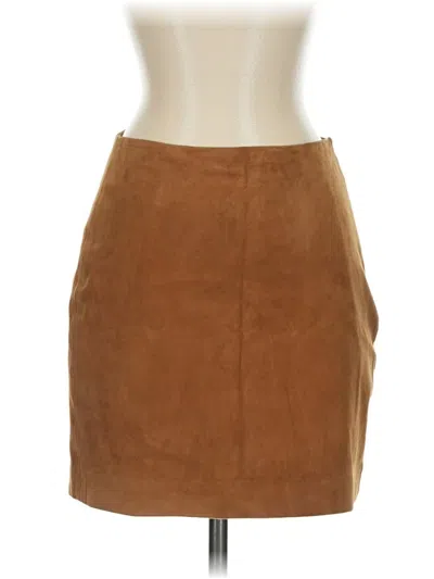 Pre-owned Babaton Leather Skirt In Brown