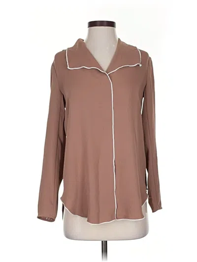 Pre-owned Babaton Long Sleeve Blouse In Brown