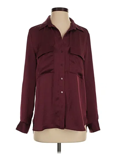 Pre-owned Babaton Long Sleeve Blouse In Burgundy