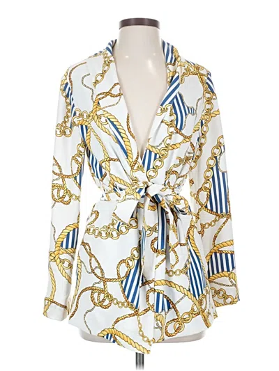 Pre-owned Babaton Long Sleeve Blouse In Gold