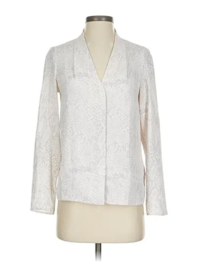 Pre-owned Babaton Long Sleeve Blouse In White
