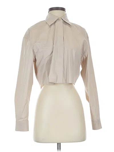 Pre-owned Babaton Long Sleeve Blouse In White