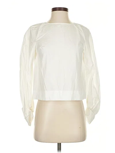 Pre-owned Babaton Long Sleeve Blouse In White