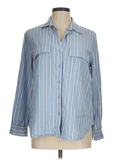 Pre-owned Babaton Long Sleeve Button Down Shirt In Blue