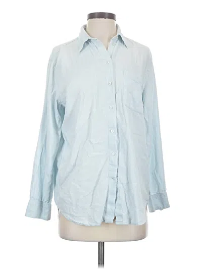 Pre-owned Babaton Long Sleeve Button Down Shirt In Blue