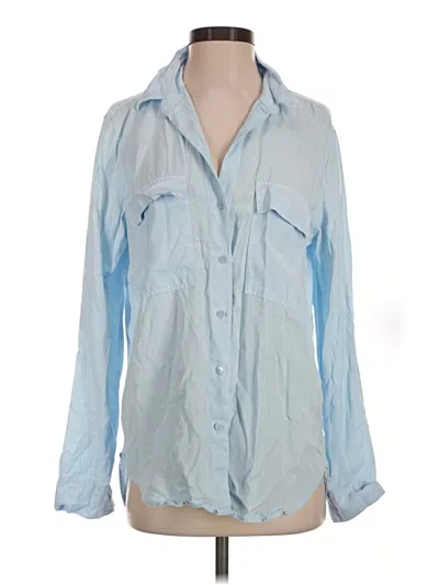 Pre-owned Babaton Long Sleeve Button Down Shirt In Blue