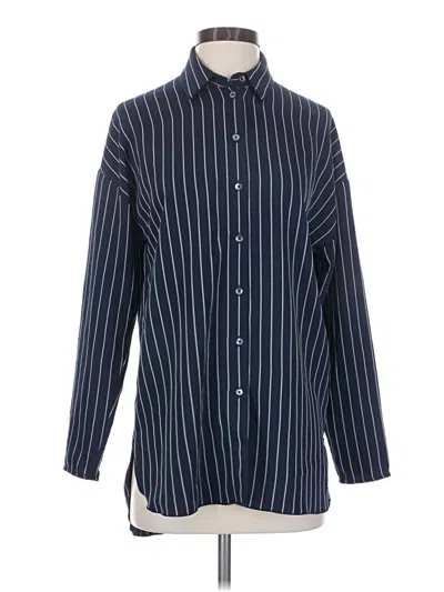 Pre-owned Babaton Long Sleeve Button Down Shirt In Blue
