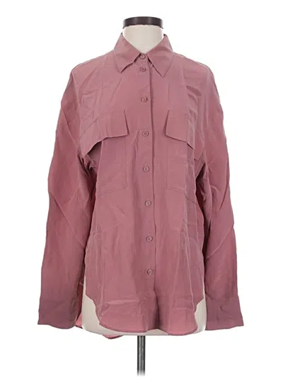 Pre-owned Babaton Long Sleeve Button Down Shirt In Burgundy