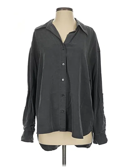 Pre-owned Babaton Long Sleeve Button Down Shirt In Gray