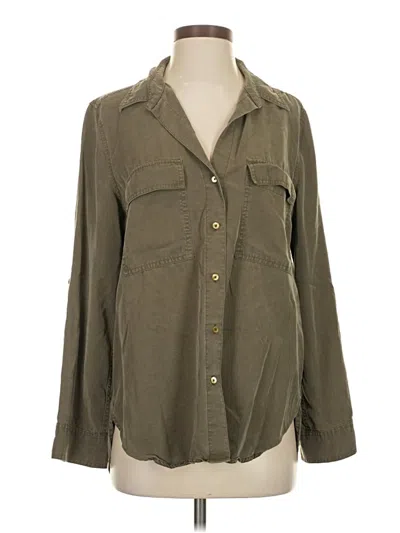 Pre-owned Babaton Long Sleeve Button Down Shirt In Green