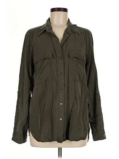 Pre-owned Babaton Long Sleeve Button Down Shirt In Green