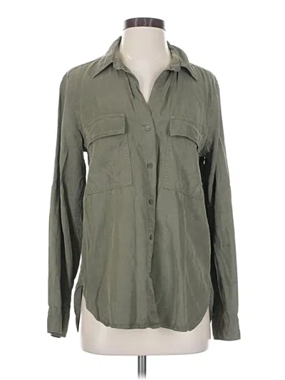 Pre-owned Babaton Long Sleeve Button Down Shirt In Green