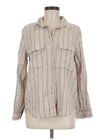 Pre-owned Babaton Long Sleeve Button Down Shirt In Tan