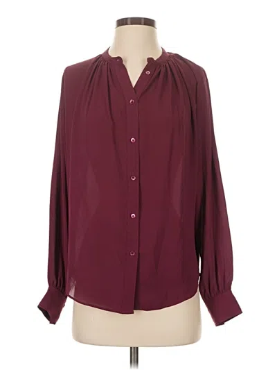 Pre-owned Babaton Long Sleeve Polo Shirt In Burgundy