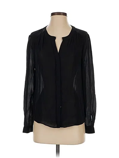 Pre-owned Babaton Long Sleeve Silk Top Black Keyhole Neckline Tops