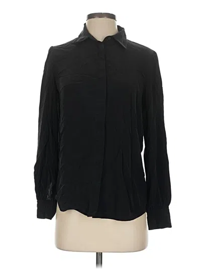 Pre-owned Babaton Long Sleeve Silk Top Black Mock Neckline Tops