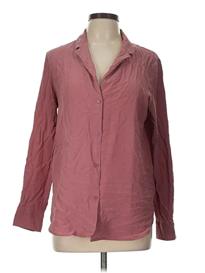 Pre-owned Babaton Long Sleeve Silk Top Burgundy Open Neckline Tops