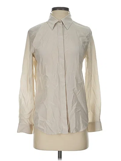 Pre-owned Babaton Long Sleeve Silk Top Ivory High Neck Tops
