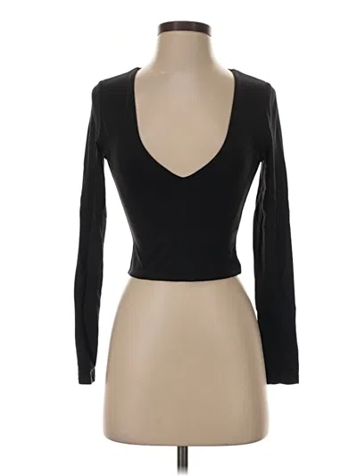 Pre-owned Babaton Long Sleeve Top Black Plunge Neckline Tops