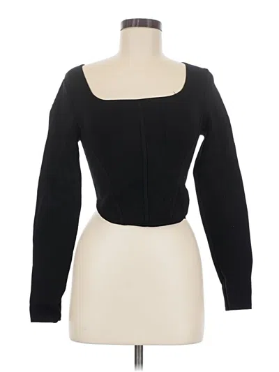 Pre-owned Babaton Long Sleeve Top Black Square Neckline Tops