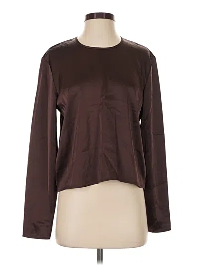 Pre-owned Babaton Long Sleeve Top Brown Crew Neck Tops