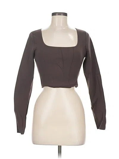 Pre-owned Babaton Long Sleeve Top Brown Square Neckline Tops