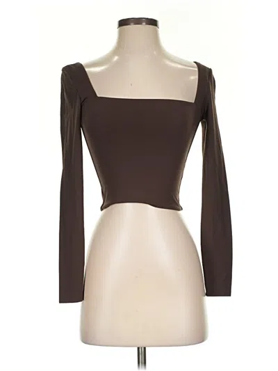 Pre-owned Babaton Long Sleeve Top Brown Strapless Neckline Tops