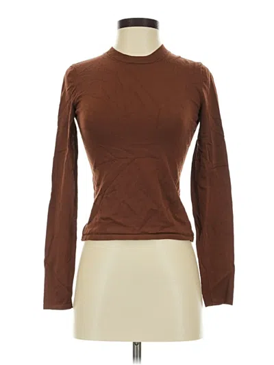 Pre-owned Babaton Long Sleeve Top Brown Turtleneck Tops