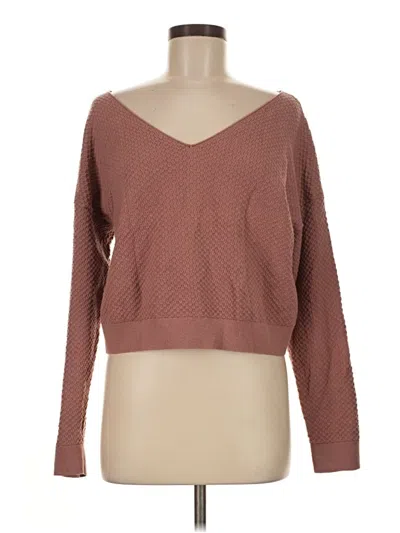 Pre-owned Babaton Long Sleeve Top Brown V-neck Tops