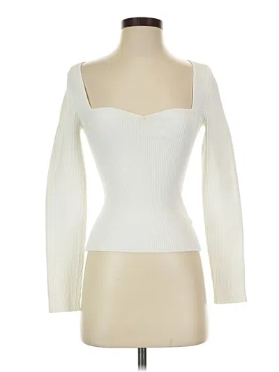 Pre-owned Babaton Long Sleeve Top Ivory Sweetheart Neckline Tops