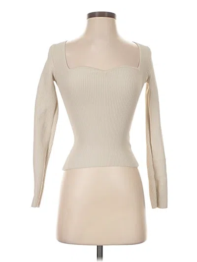 Pre-owned Babaton Long Sleeve Top Ivory Sweetheart Neckline Tops