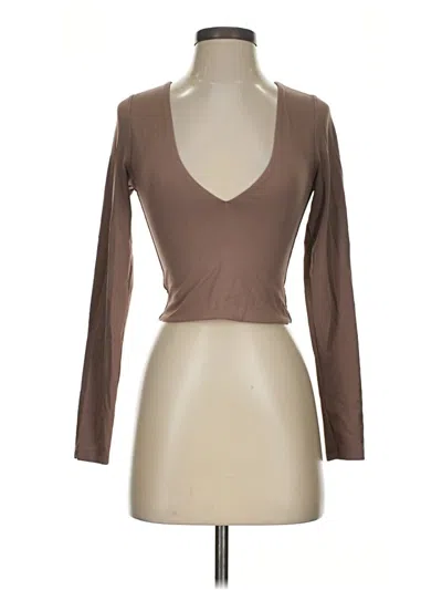 Pre-owned Babaton Long Sleeve T-shirt In Brown