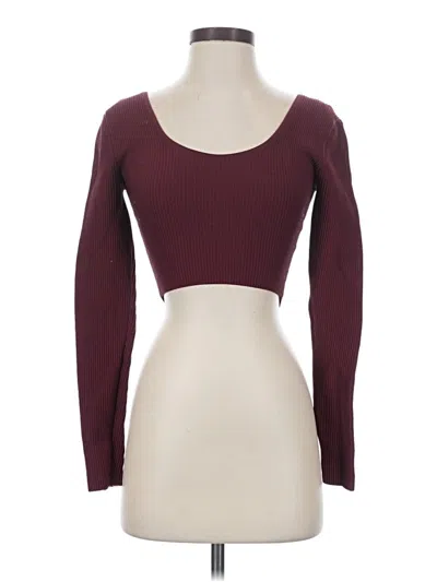 Pre-owned Babaton Long Sleeve T-shirt In Burgundy