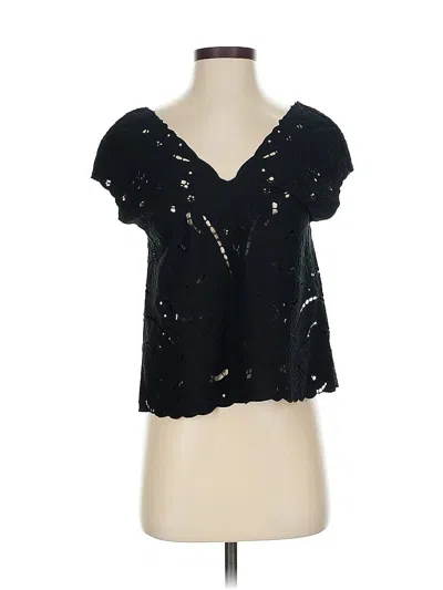 Pre-owned Babaton Short Sleeve Blouse In Black