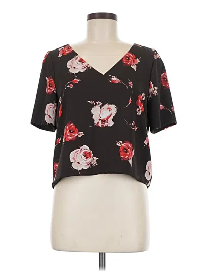Pre-owned Babaton Short Sleeve Blouse In Black