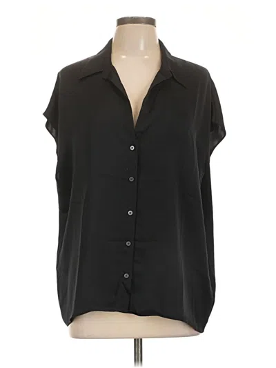 Pre-owned Babaton Short Sleeve Blouse In Black