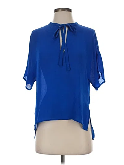 Pre-owned Babaton Short Sleeve Blouse In Blue