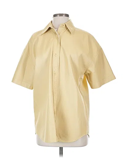 Pre-owned Babaton Short Sleeve Button Down Shirt In Yellow