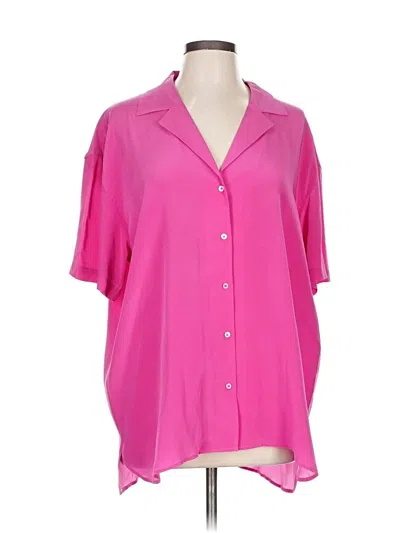 Pre-owned Babaton Short Sleeve Silk Top Pink Open Neckline Tops