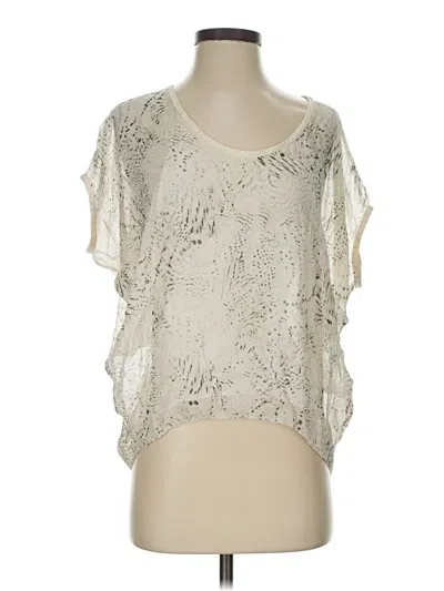 Pre-owned Babaton Short Sleeve Silk Top Silver Scoop Neck Tops