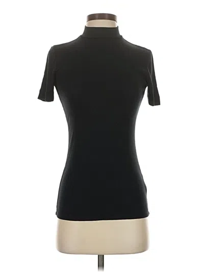Pre-owned Babaton Short Sleeve Top Black Mock Neckline Tops