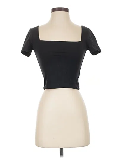 Pre-owned Babaton Short Sleeve Top Black Square Neckline Tops