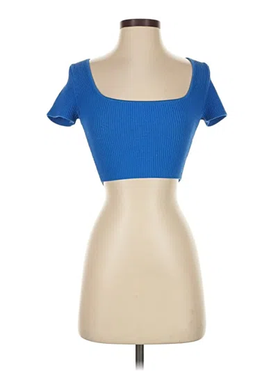 Pre-owned Babaton Short Sleeve Top Blue Sweetheart Neckline Tops